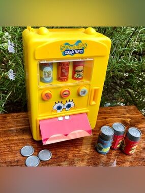 Nickelodeon SPONGEBOB SQUAREPANTS Drink Vending Machine Toy Plastic Coins & Cans